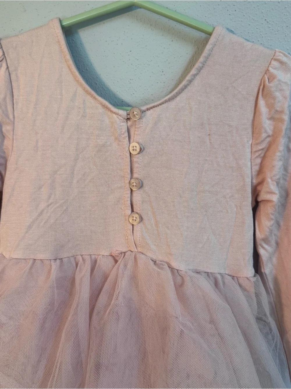 Bamboo Dress Blush Pink Tulle Tiered Long-Sleeve 18 month